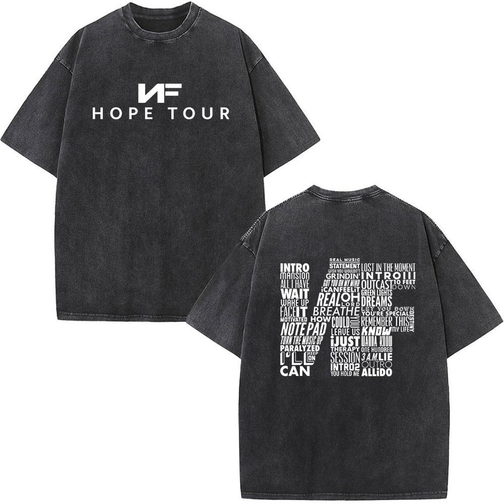 Rapper Nf Hope Tour Maglietta Uomo Moda Hip Hop Vintage Lavata Manica Corta T-shirt Cotone Casual Oversize T-shirt Regalo per Fan