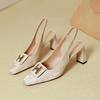 French Square Head Empty Single Shoes 2025 New Summer High-heeled Bag Head Sandals Women's Word with Thick Heels High Heels