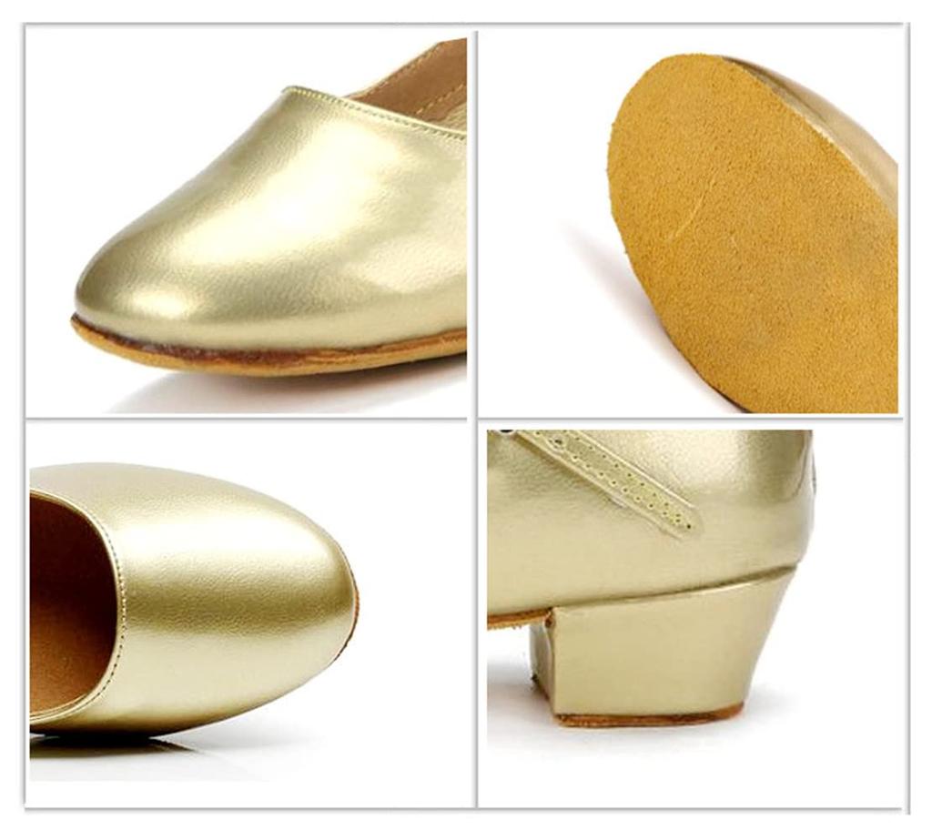 [Gengzee] Women's Latin Dance Shoes, Modern Ballroom Dance Shoes, Stage Shoes, Concert Shoes, Practice Shoes, Cha-Cha Dance Shoes, Suede Sole, Black,
