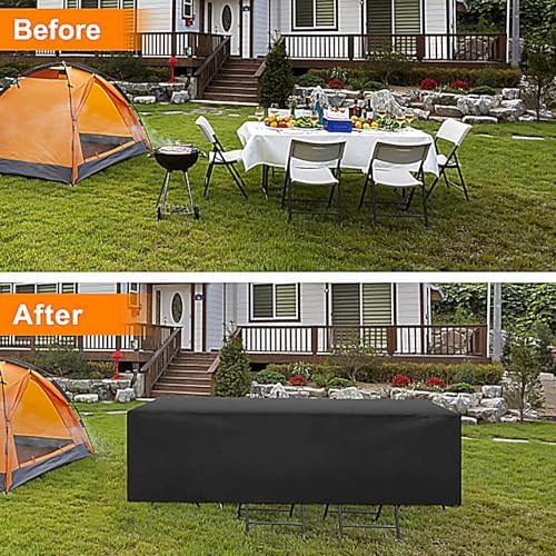 DHSWNNG Outdoor Furniture Cover Waterproof 150x90x80cm 420D Oxford Anti-UV Snowproof Patio Table Cover Black