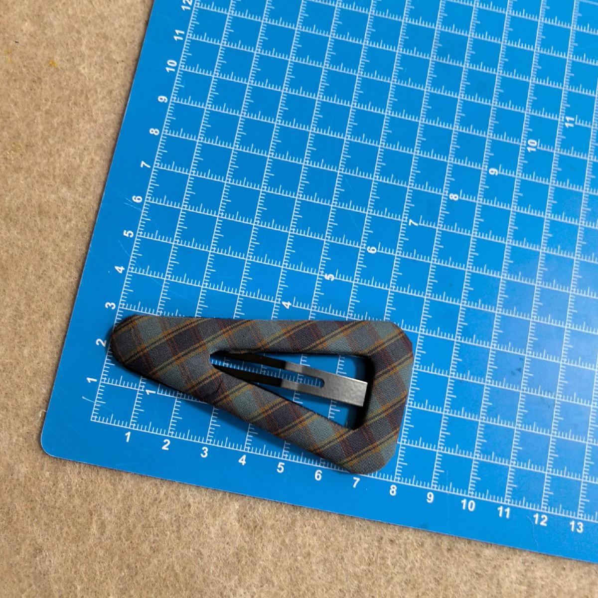 Korean Plaid Fabric Triangle Hair Clip for Side Bangs and Flyaways