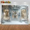Merry Christmas Backgrounds For Photographs White Snow House Tree Children Shooting Props Decorations Backdrops Studio Photocall