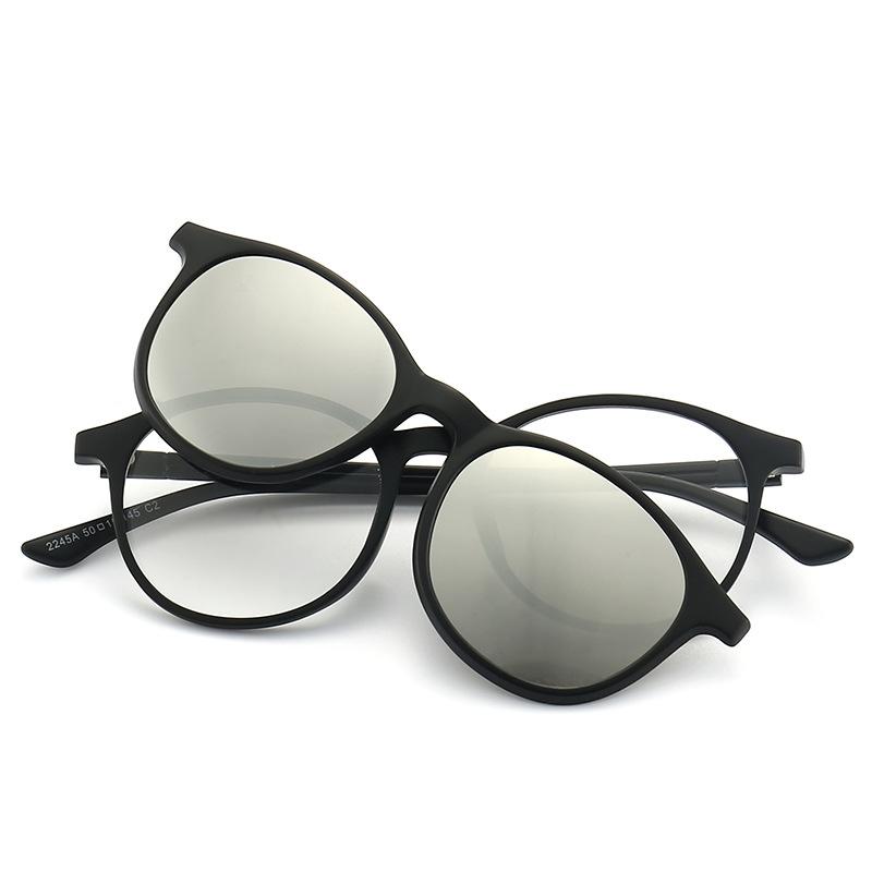 Myopia Glasses Sunglasses Magnet Clip Prescription -0.5 To -10 Round TR90 Frame Blue Ray Blocking Nearsighted Astigmatism