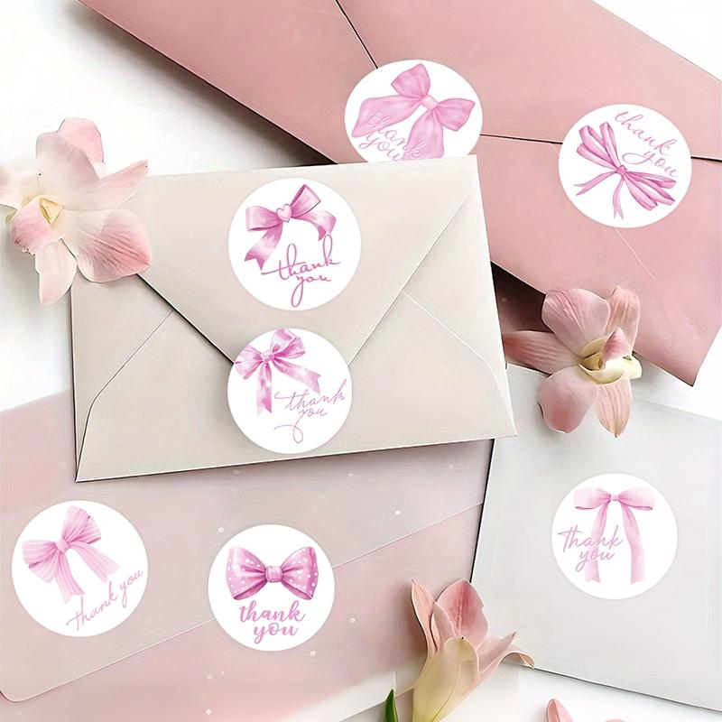 500pcs/roll Pink Bow Seal Stickers Gift Bag Candy Box Seal Lables Thank You Decals Bow Theme Birthday Party Decoration Stickers