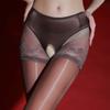 Fake Satin Crotch Panties Two In One Mesh Patchwork Shaping Pantyhose Women Sexy Oil Shiny Pole Dance Nightclub Party Lingerie