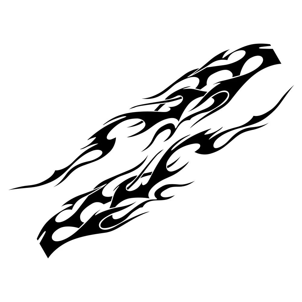 2Pcs Universal Vinyl Flame Graphics Car Body Side Stickers Flame Sports Racing Stripe Decorations Suitable For All Cars SUV