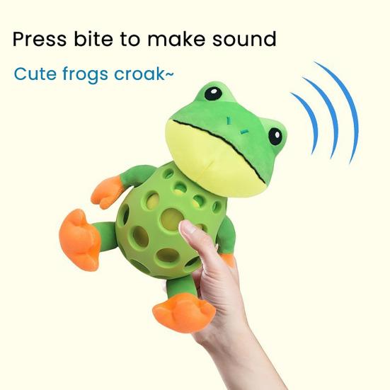 Dog Toy Plush Frog Interactive Squeaky Frog Pet Toy Bite Resistant Chew Toy Boredom Companion Toy for Small Large Dogs Puppies