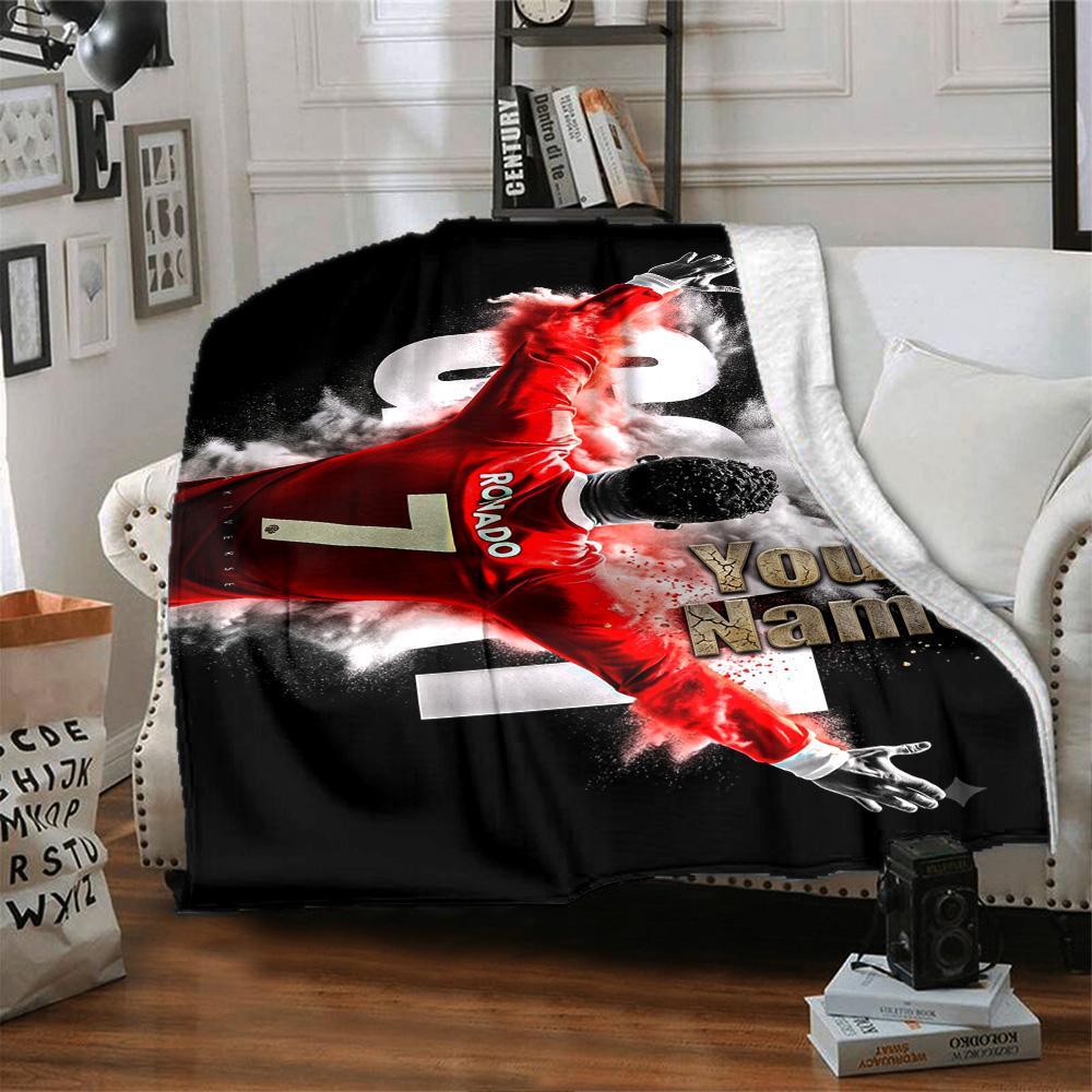 Cristiano Ronaldo (152) Personalized Name Blanket Multi-purpose Personalized Blanket Soft Warm Cozy Perfect for Livingroom Sofa Home Decor Picnics