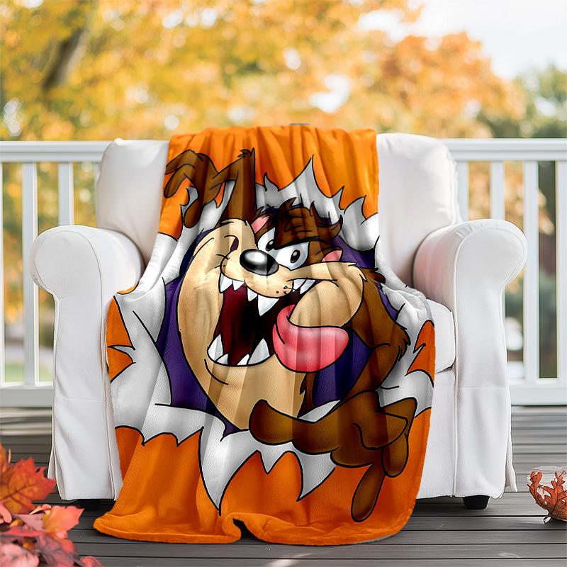 1pc Taz3 Theme Soft Flannel Throw Blanket - Digital Print, Polyester, Cozy for All Seasons, Perfect for Outdoor, and Travel