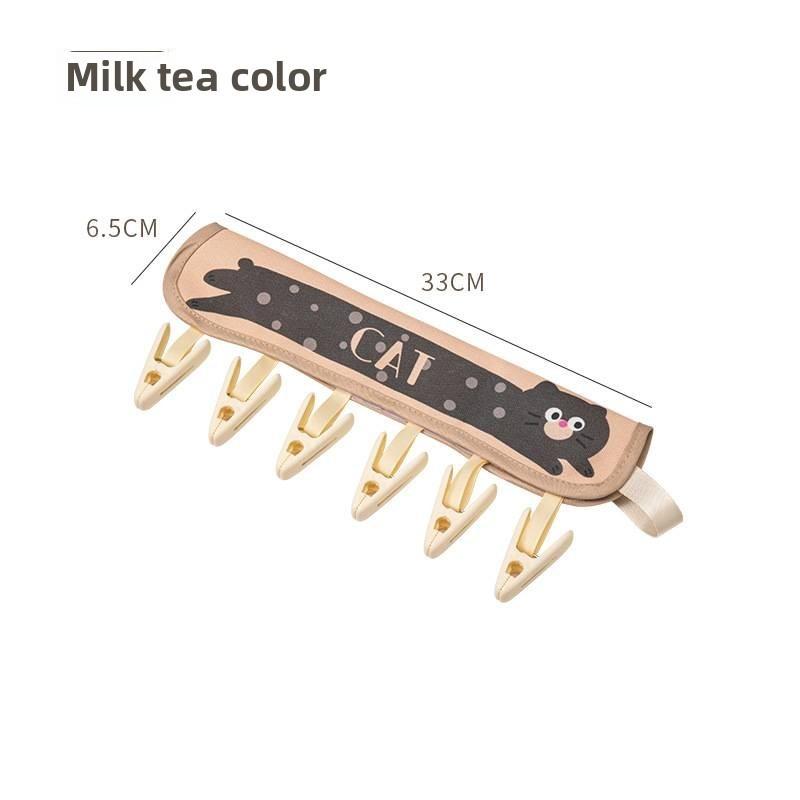 Panda And Dog Print Travel Clothes Hanger With Foldable Clothespins For Underwear And Socks Storage