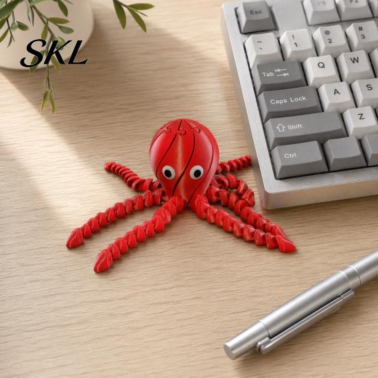 Octopus Sensory Toy 3D Printed Toy, Articulated Figurine with Movable Joints, Plastic Sea Animal Stress Relief Fidget for Kids Adults Model