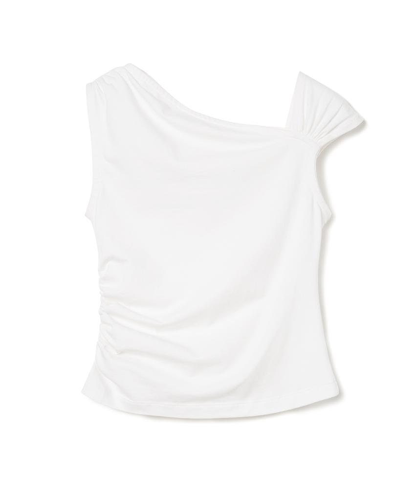 MILLO WOMEN Asymmetric Shirred Top [White]