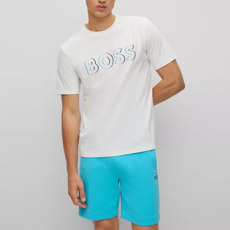 HUGO BOSS T Shirts Men's White Crew Neck Moderate Straight Fit 50483768-100