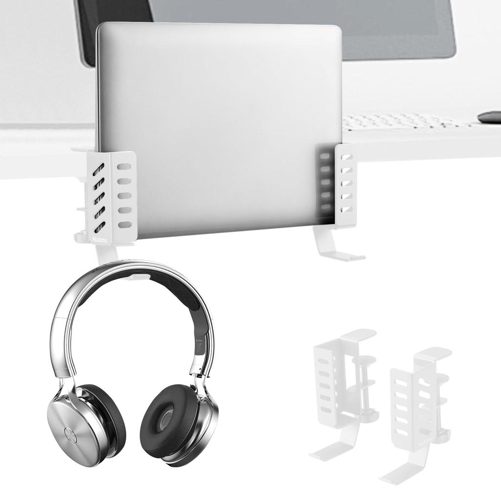 Atutomo [Set of 2] Vertical Laptop Stand, PC Stand, Upright Positioning, 10kg Weight Capacity, Laptop Storage, Desk Side Holder, Adjustable Laptop