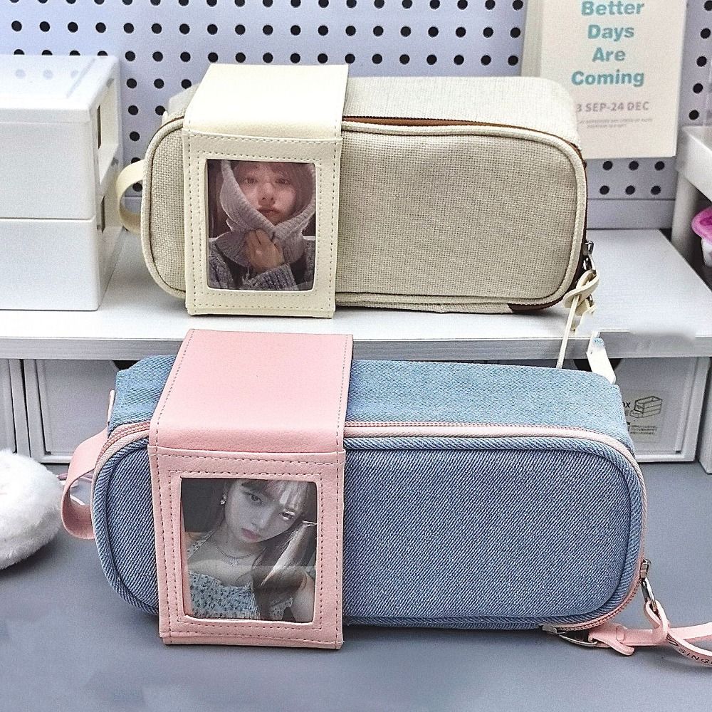 Solid Color Large Capacity Pencil Case Simplicity Design Pen Organizer Scrapbook Storage
