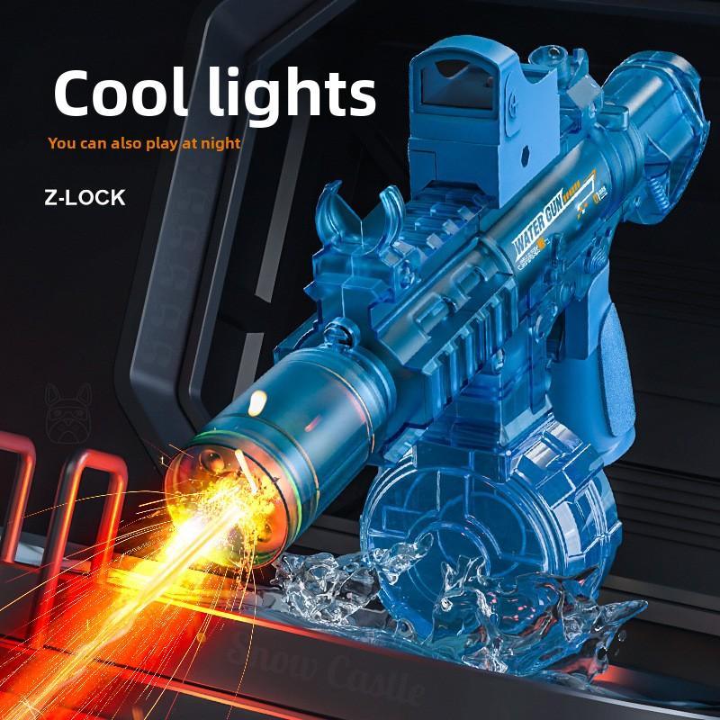 Simulated Firing and Recoil Electric Water Gun Toys Children Automatic Sensor Lights Water Pistol Outdoor Beach Kids Toy Gift