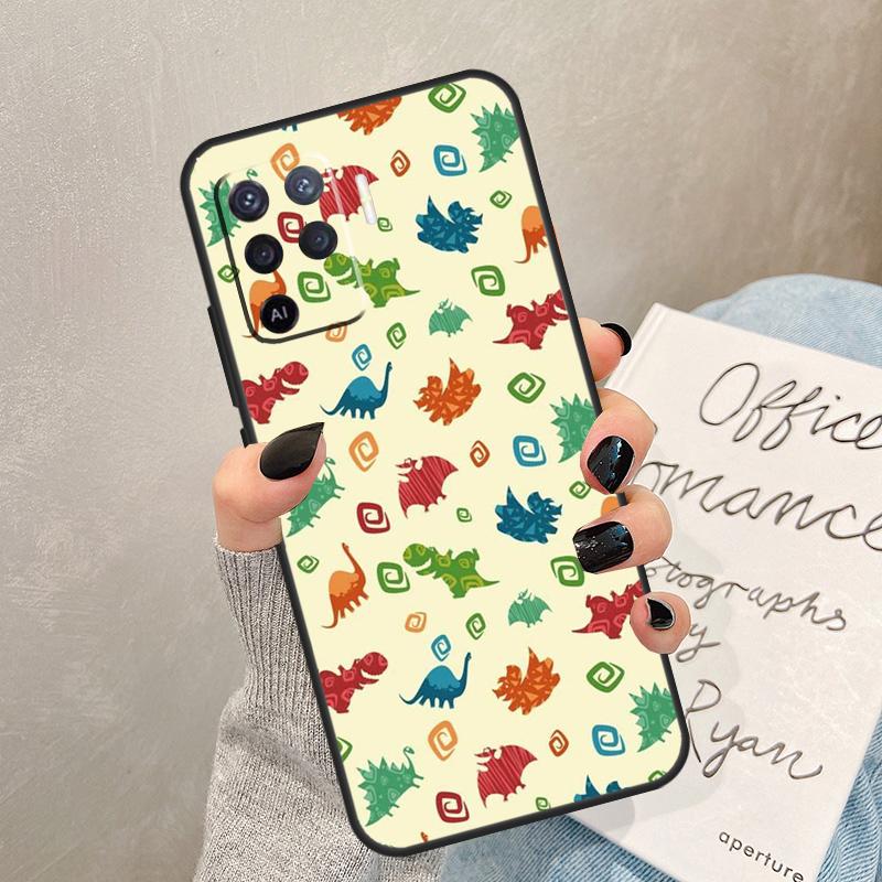 Skeleton Dinosaur Pattern Case For Oppo A57 A17 A77 A18 A38 A58 A78 A98 A74 A54 A94 A80 A60 A40 A96 A76 A16 A15 A5 Pro
