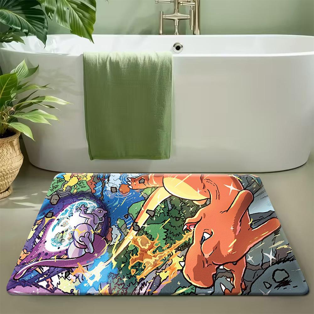 Pokemon Cute Pikachu & Friends Print Doormat Non-Slip Absorbent Floor Mat for Indoor Entrance