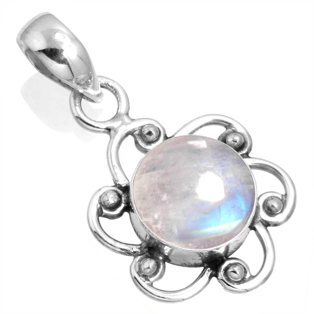 925 Sterling Silver Pendant Women Gemstone Handmade Jewelry Anniversary Gift Malachite Moonstone Rose Quartz Red Stone Smoky Topaz Tiger Eye Solitaire