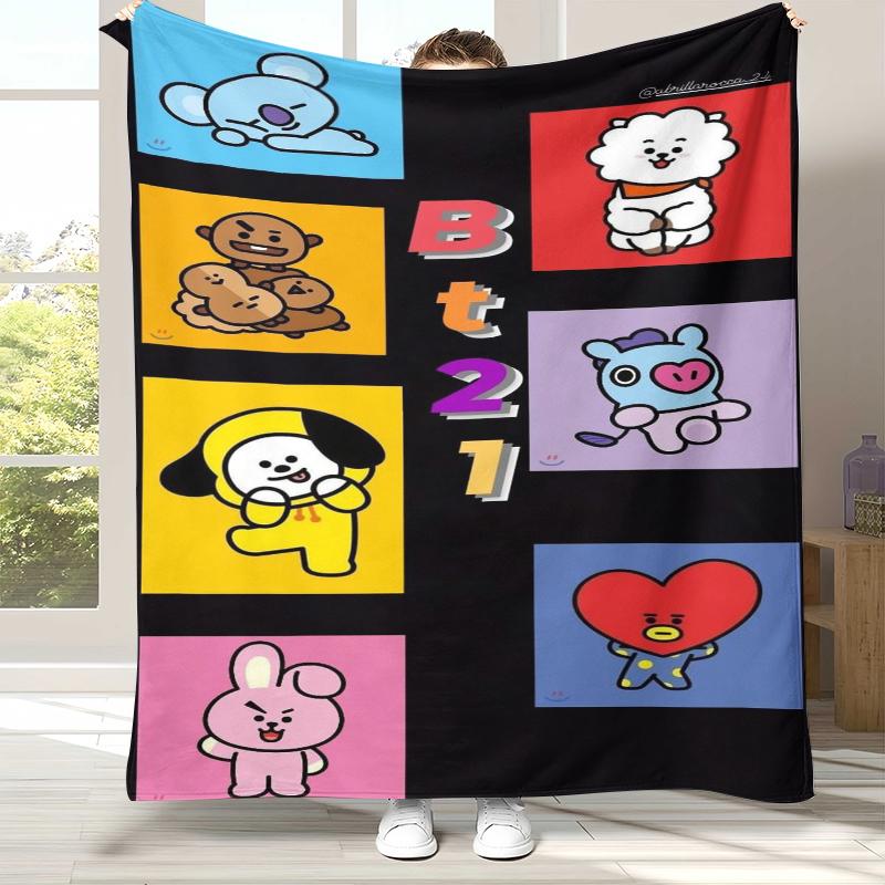 Fashion B-BTS Kpop Flannel Blanket,Ultra Soft Warm Plush Throw for Home Bedroom Bed Sofa Cover Office Camping Picnic gift
