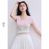 VICTORIA&VERA Women's Gradient Knit Short Sleeve Top