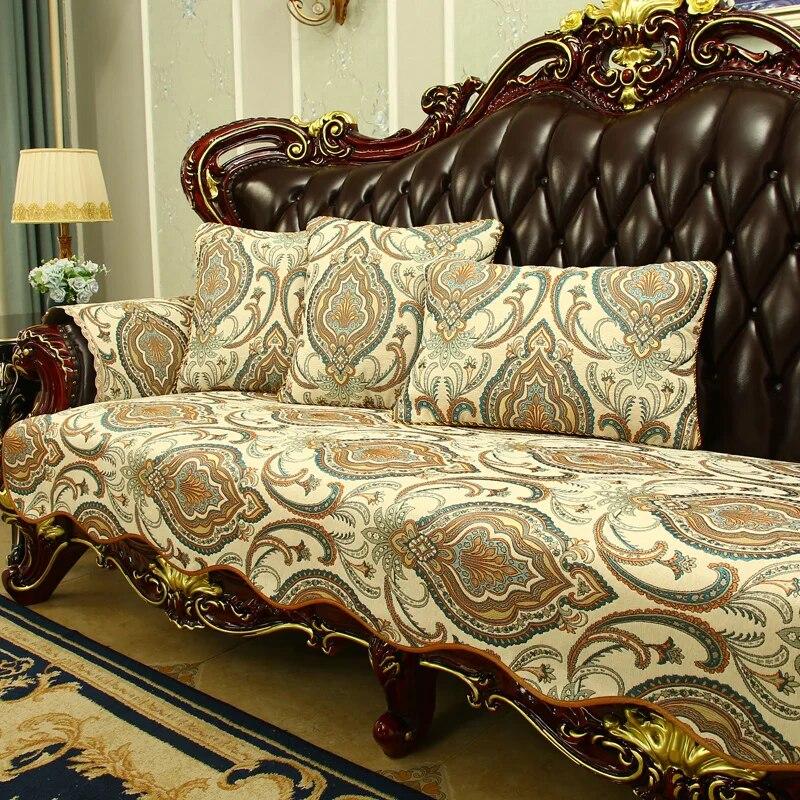 

Европейские жаккардовые роскошные чехлы для диванов для гостиной, 1, 2, 3, 4-местные, Нескользящие чехлы для диванов, декор, подушка для дивана, наволочка, подлокотник, полотенце 1pc armrest 60x60 cm