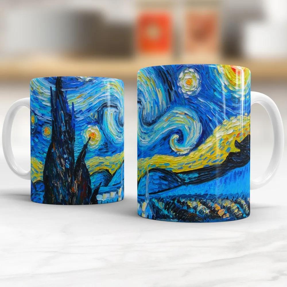 The Starry Night mugs 11oz Ceramic Van gogh's works Mug Painting lovers friends Birthday Gift Coffee Cup