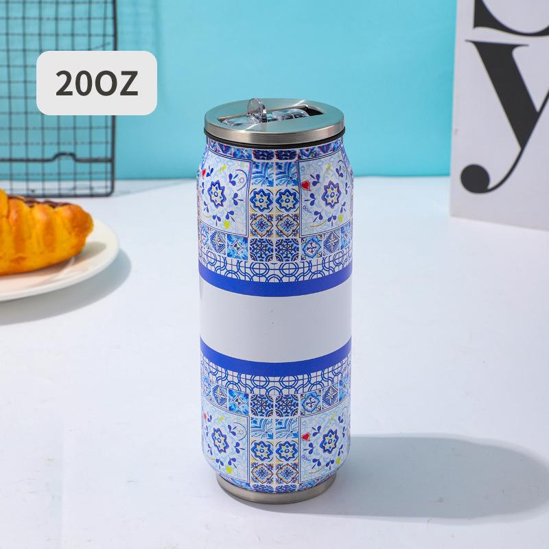 1 pc 500ML Thermos with Straw 304 Stainless Steel Beer Bottle Cola Can Termos Para Cafe Beer Cold Keeper Home Kitchen Drinkware