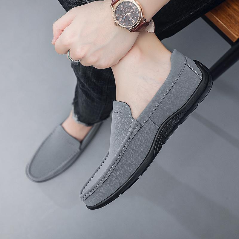 Summer Men Casual Shoes British Leather Loafers Simple Design Male Slip- Soft Bussiness Shoes Comfortable Driving Footwear 44