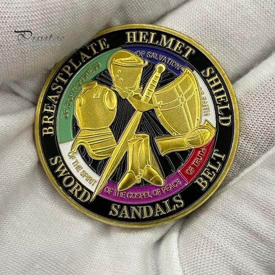 Armor of God Coin 1.57" Diameter Metal Souvenir Coin Put on The Whole Armor of God Double-Sided Armored Soldier Challenge Coin for Military Church