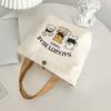 Bear Canvas Bag, Portable Tote Bag, Small Cartoon Canvas Bag for Lunch Boxes, Versatile and Simple Carrying Bag