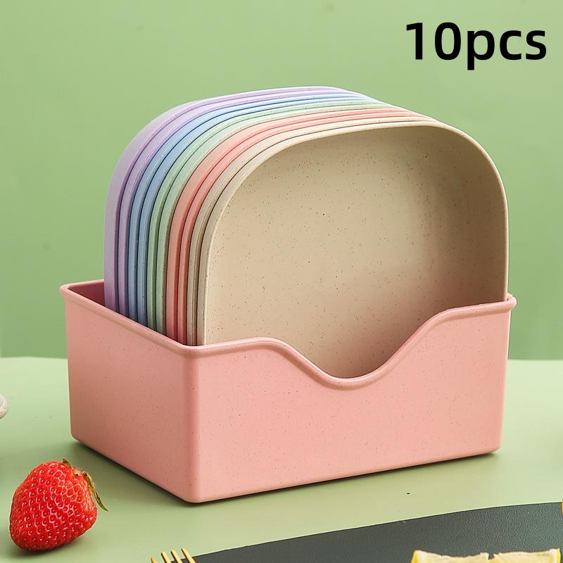 

10 шт. Тарелка для костей, Бытовая, Пищевой пластик, Тарелка для костей, Квадратный набор, Обеденный стол, Тарелка для мусора 10-pcs разноцветный