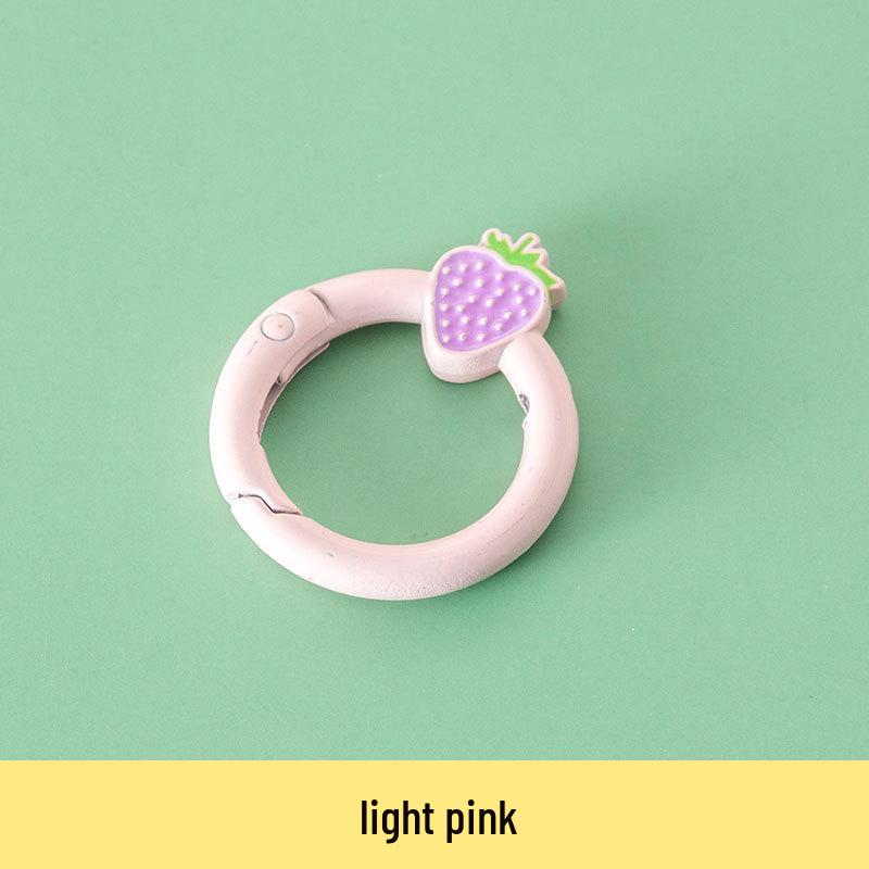 Baked Paint Strawberry Spring Ring Keychain Jewelry Hardware Accessory