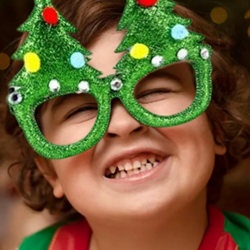 Christmas Decorative Plastic Frame Eyeglasses Set For Holiday Parties And Family Gatherings With Lightweight Design