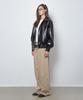 FRANTICSERVICE High-Neck Leather Blouson - Black