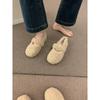 Gentle fairy wind round head with fluffy shoes, flat-bottomed pregnant women warm Doudou cotton shoes