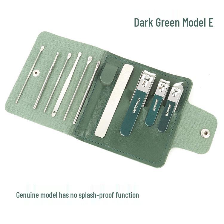 16-Piece Matcha Green Manicure Set: Nail Clippers, Scissors & Tools In Folding Bag