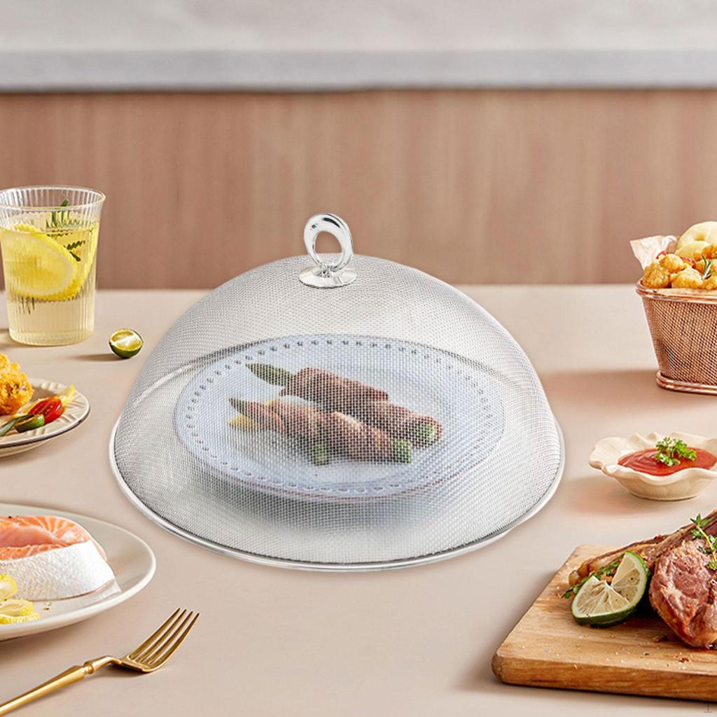 Dome-shaped Food Cover Made of Stainless Steel Mesh with Handle, Lightweight, Shatter, Washable And