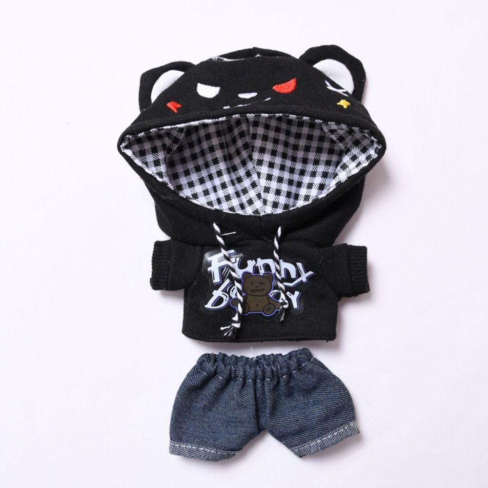 Jeans Sitting Labubu Time Cloth Funny Bear 17cm Plush Dolls Clothes  Kids Girls Toys