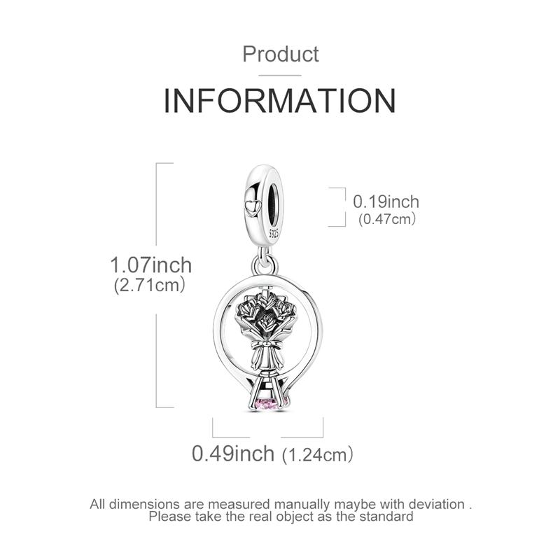 Original Copper Charm Bead Rotatable Bouquet Wedding Ring Pendant Fit Original Bracelets For Women Diy Accessories