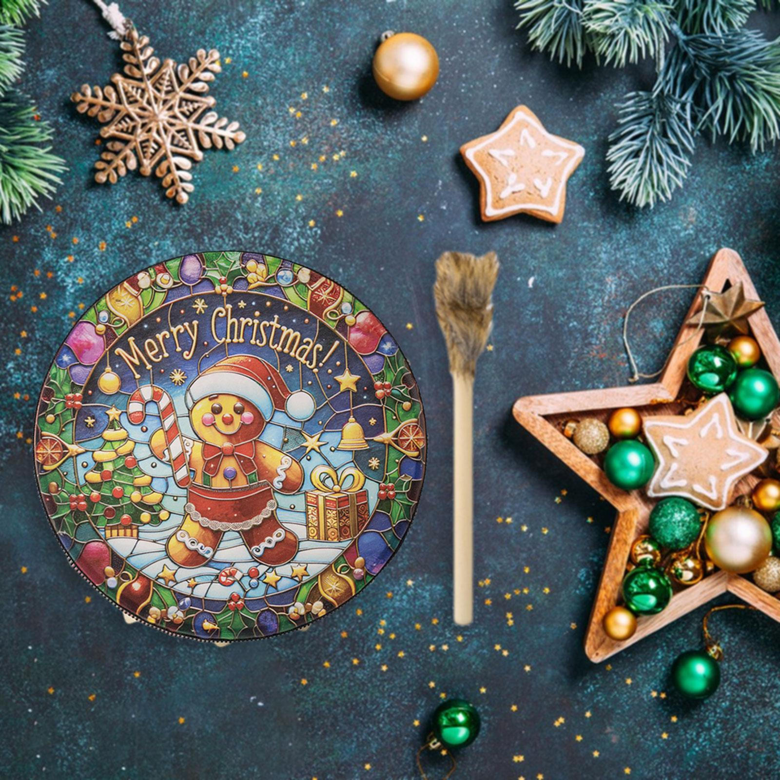 

Дитячий барабан з паличкою для сезонних свят Дерев яна іграшка Candy pattern