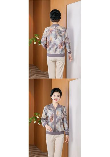 Summer 2026 Ice Silk Lapel T-Shirt for Middle-Aged Women