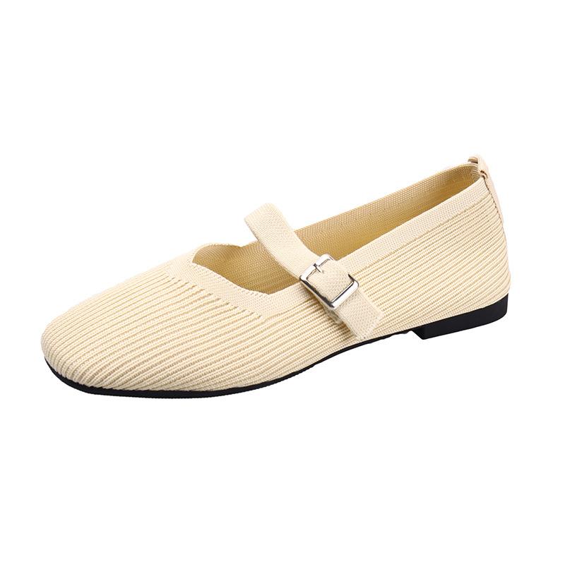 Daily Comfortable Simple Classic Solid Color Flat-soled Knitted Shoes Soft Sole One Pedal Single Shoes Women