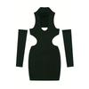 Hollow out Sexy Hip Hugging Dress Hollow out Hanging Neck Sexy Sheath Jumpsuit Short dress