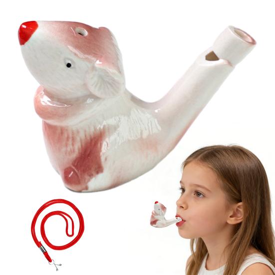 Mini Ceramiczny Gwizdek Wodny Ptak Urocze Zwierzęta Chińskiego Zodiaku Generator Hałasu ze Sznurkiem do Zawieszenia Imitacja Odgłosu Ptaka Gwizdek Zabawka do Kąpieli dla Dzieci na Urodziny Wielkanoc