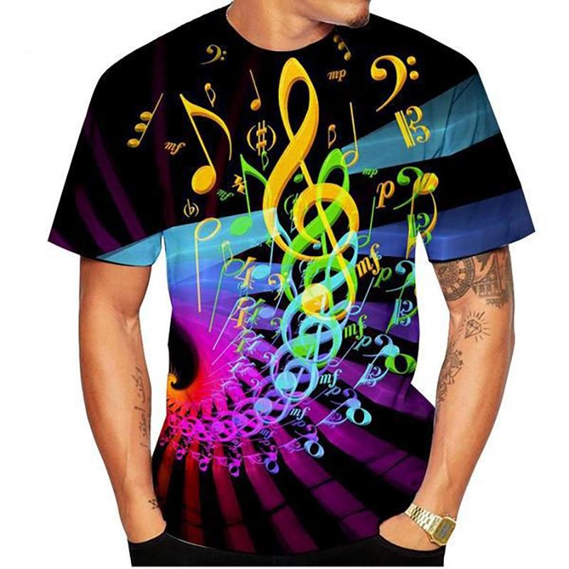 Summer Fashion Music Note 3D Print T-Shirts Men Women Fashion Casual Short Sleeve T Shirt Harajuku Y2k Tees Tops Kids Clothing