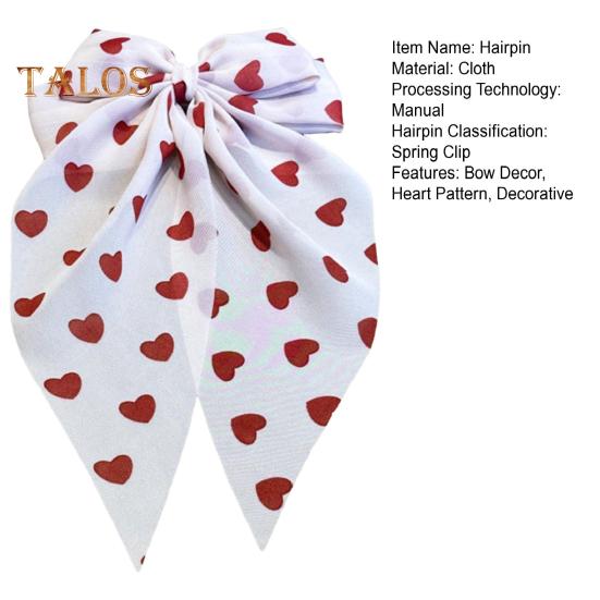 Women Hairpin Bow Shape Ribbon Heart-Shaped Pattern Hair Clip Spring Clip Back Head Hair Accessories Wedding Gift