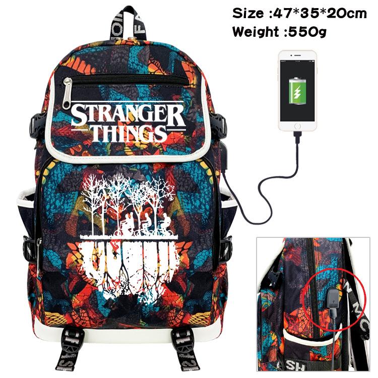 Stranger things Student backpack USB charging backpack