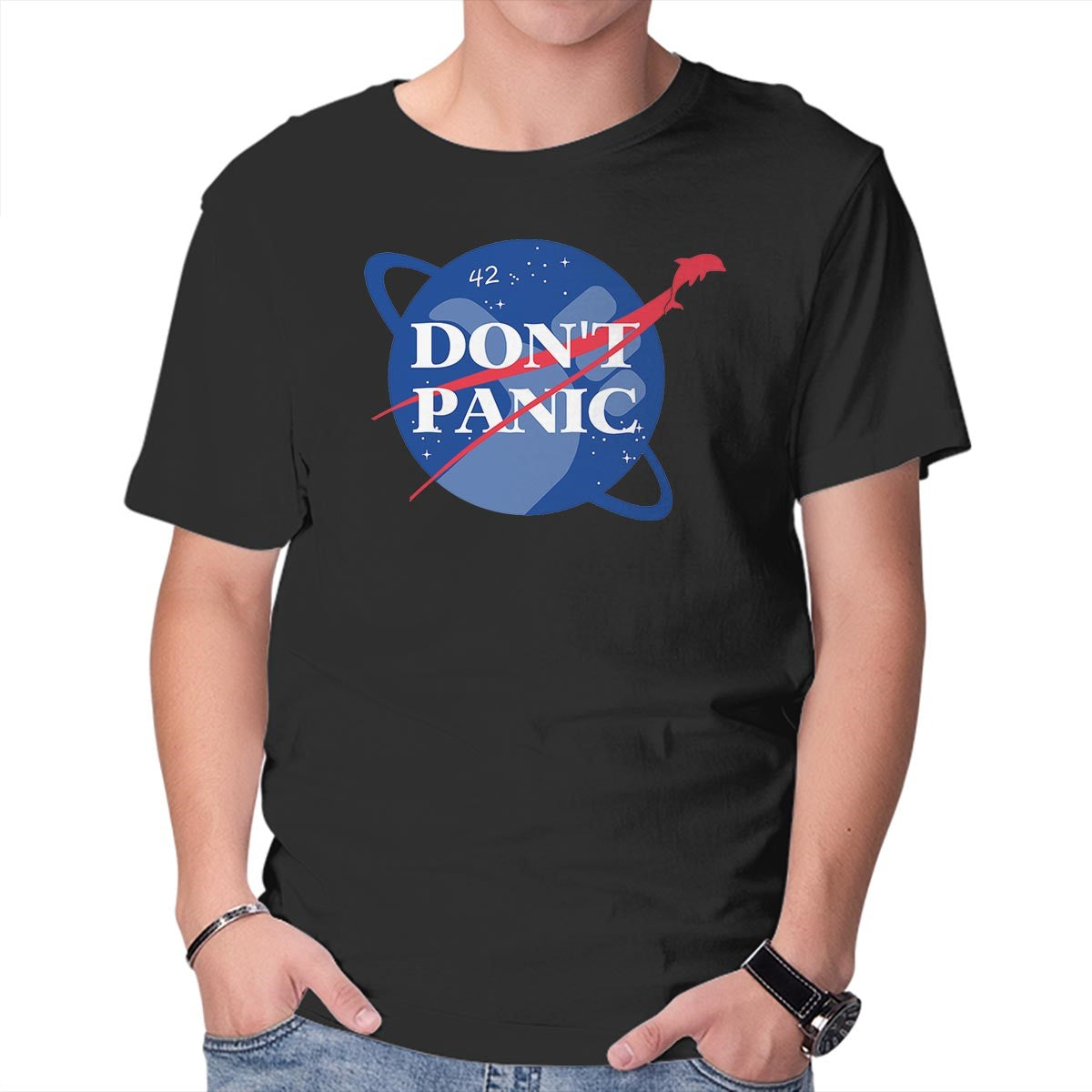 Unisex Crew Neck T-Shirt Don t Panic Graphic Short Sleeve Casual Tee XXXXL