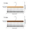 Wood Multi-Function 12 Clips Underwear Clip Wardrobe Clothes Hanger